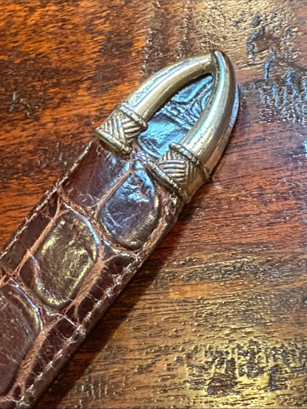 Vintage Brighton 90s Leather Elephant Safari Alligator Print Belt Medium *As-Is*